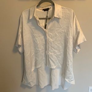 Alice and Olivia SZ L white silk blouse